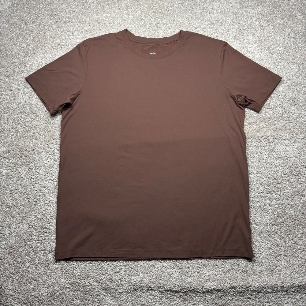 Alo Yoga Mens XL Espresso Brown Performance Short Sleeve Crew Neck T-Shirt